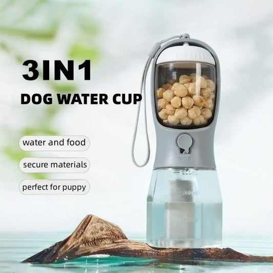 3-in-1 Pet Bottle – Water, Food & Waste Bags