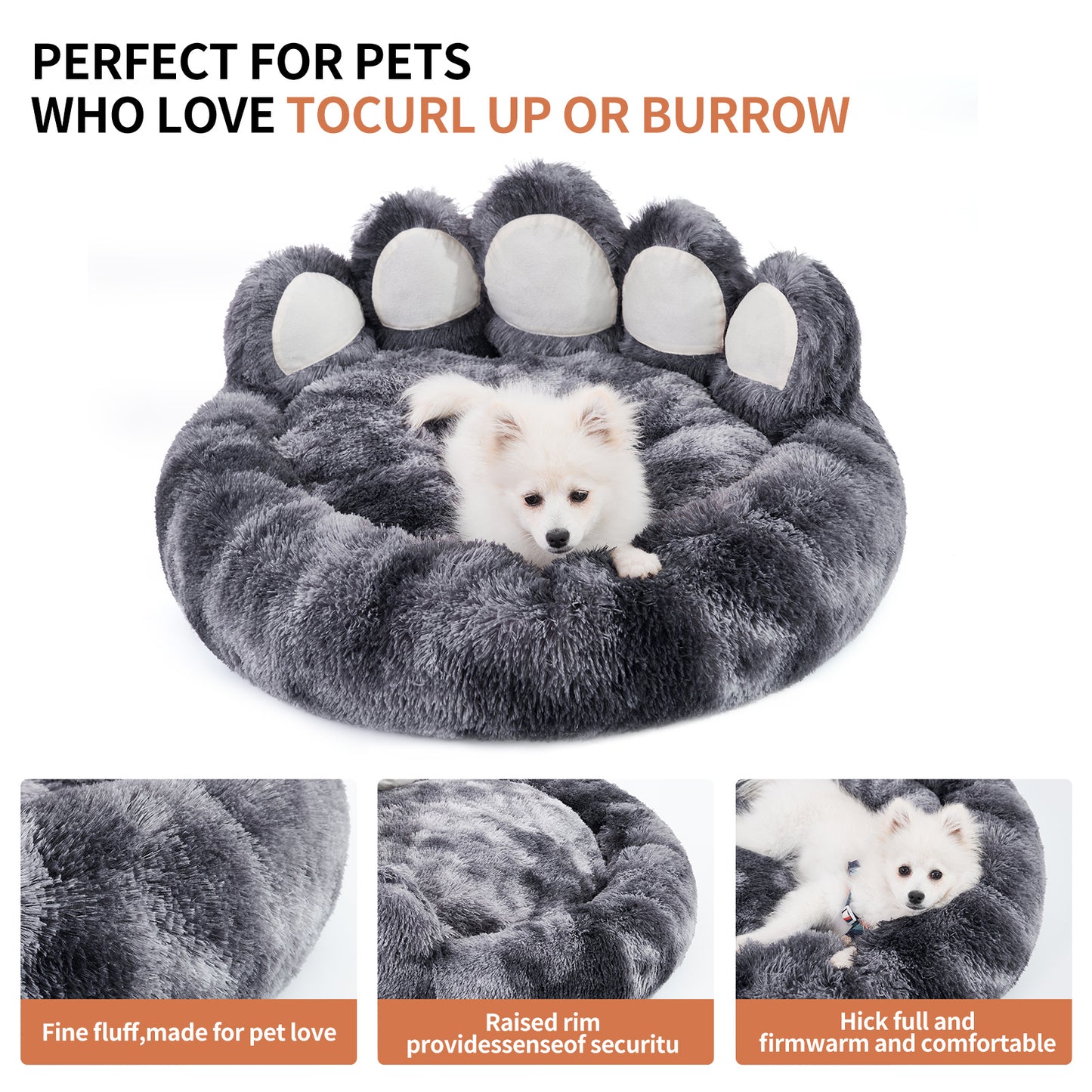 Bear Paw Pet Bed – Cozy, Cute & Plush Comfort