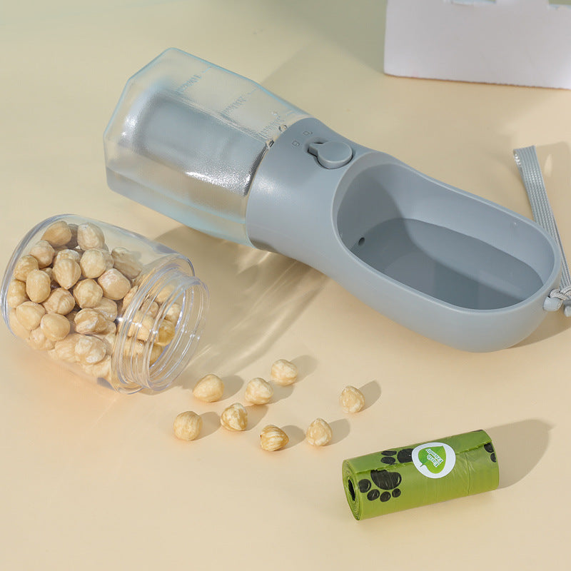 3-in-1 Pet Bottle – Water, Food & Waste Bags
